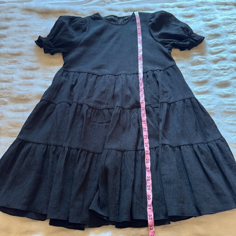 Lulu's Black Puff Sleeve Tiered Mini Dress - Picture 10 of 11